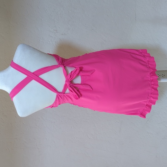 NEW Amazon (Aleumdr) Hot Pink Retro Tummy Control Tankini/Swim Dress Size XL - Picture 8 of 13